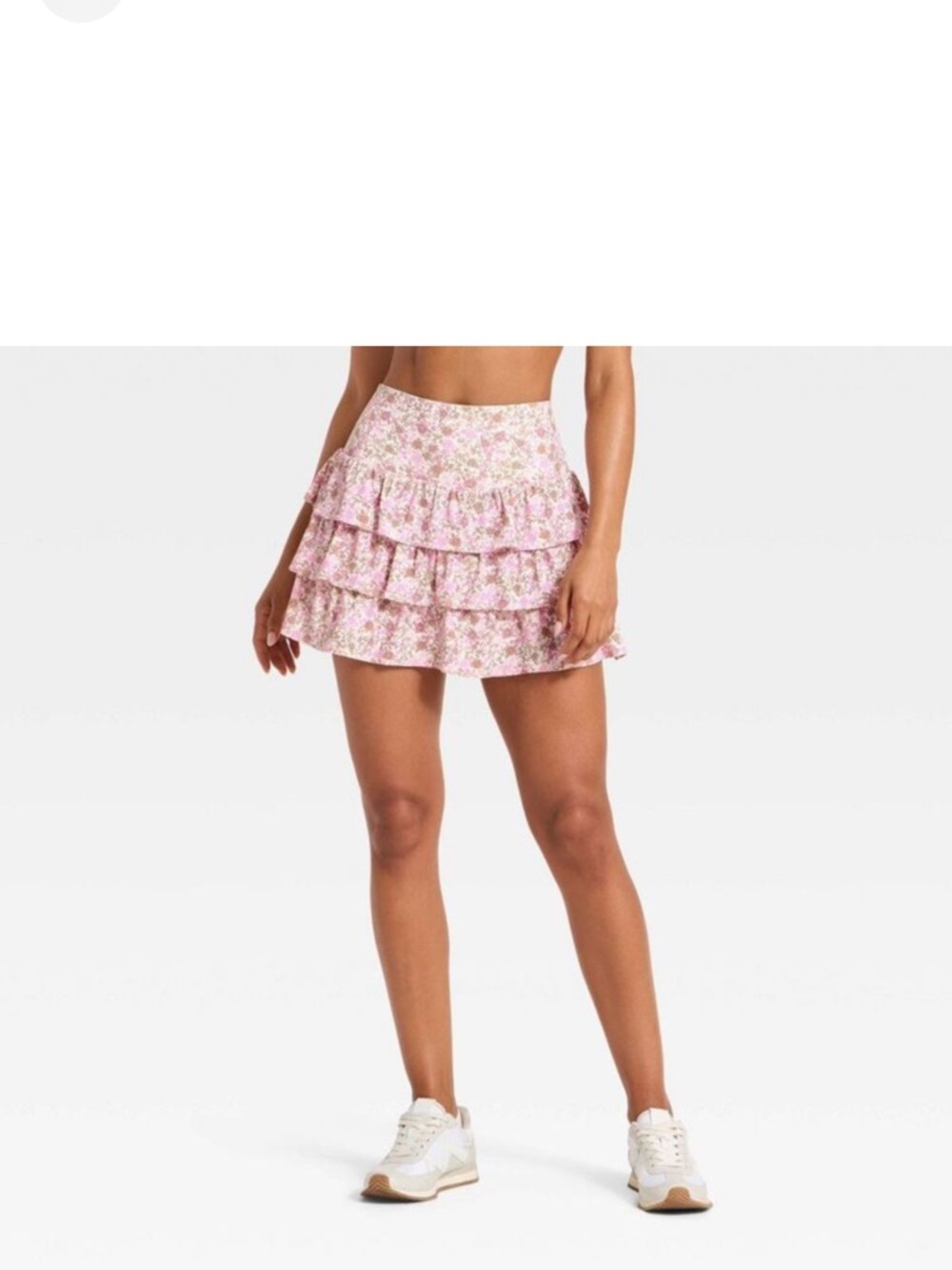 Floral Pink Tiered Ruffle Mini Skirt